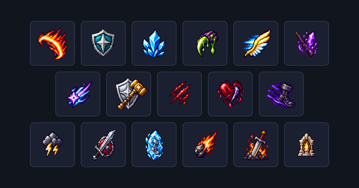 Velor RPG Skills & Status Icons — Volume 1: a selection of icons from the pack