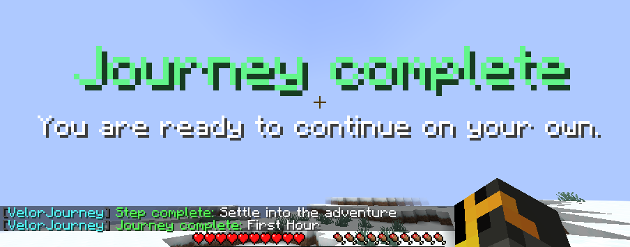 The title and chat message shown when a journey is finished.